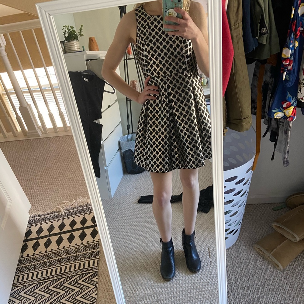 Black and silver A-Line mini dress